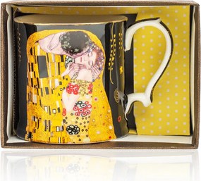 HOME ELEMENTS Porcelánový hrnček 360 ml, Klimt Bozk tmavý