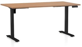 Výškovo nastaviteľný stôl OfficeTech B, 160 x 80 cm, čierna podnož, buk