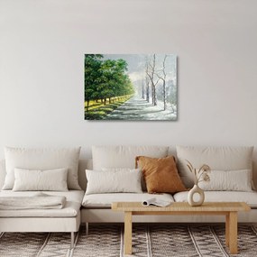 Sklenený obraz - Zima versus leto (70x50 cm)