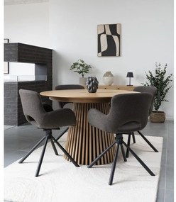 Hnedé čalúnené jedálenské kreslá v súprave s podrúčkami 2 ks Amorim – House Nordic