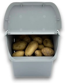 Úložný box na zemiaky a cibuľu s vetraním, VEGBOX sivý (14l - 10kg zemiakov)