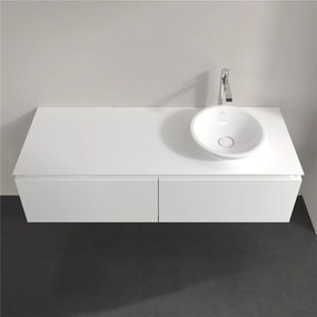 VILLEROY &amp; BOCH Legato závesná skrinka pod umývadlo na dosku (umývadlo vpravo), 2 zásuvky, 1400 x 500 x 380 mm, Glossy White, B58900DH