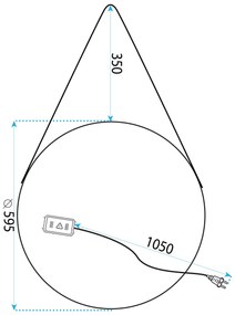 Tutumi Tutumi, LED zrkadlo 60cm so zlatým rámom na čiernom páse YH-3339, zlatá matná, HOM-01504