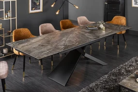 Rozkladací jedálenský stôl Euphoria keramická doska v mramorovom vzhľade 180-220-260cm
