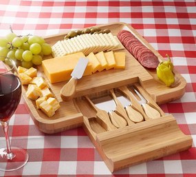 Servírovacia doska ESTERA s príborom, bambusová