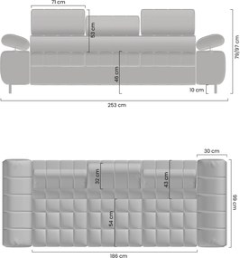 Trojsedák Tyrion s funkciou spania - béžový šenil Vibe 08