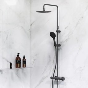 Sprchový systém AM.PM Like F07LA422 s termostatickou sprchovou batériou, čierny