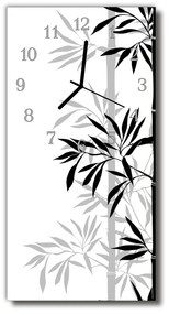 Sklenené hodiny vertikálne Príroda bambusová biela 30x60 cm