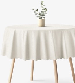 Goldea sviatočný okrúhly teflónový obrus - smotanový s lesklými obdĺžnikmi Ø 140 cm