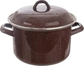 Smaltovaný hrniec s lemom a pokrievkou BROWN 2,5 l