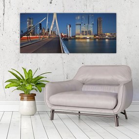 Obraz - Súmrak v Rotterdame, Holandsko (120x50 cm)