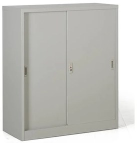 Kovová skriňa s posuvnými dverami, 2 police, 1000 x 1200 x 450 mm, svetlo sivá