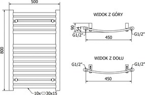 Mexen Helios, elektrické vykurovacie teleso 800x500 mm + vykurovacia tyč 300 W, chrómová, W103-0800-500-2300-01