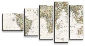 Sablio Obraz - 5-dílný Mapa sveta - 100x60 cm