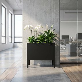 Malý kovový kvetináčový kryt čierny, 400x350x250 mm: DAISY