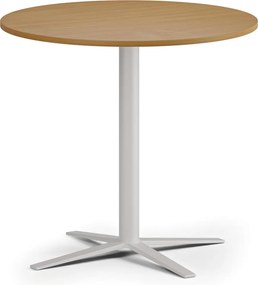 Konferenčný stolík AURA, priemer 60 cm, biela podnož, buk