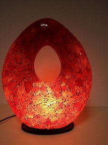 Stolná  lampa červená, OVAL 50 cm, ručná práca