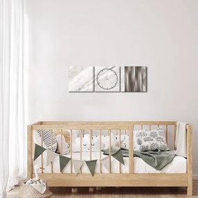 Obraz - Mramor so striebornými linkami (s hodinami) (90x30 cm)