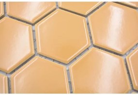 Keramická mozaika HX570 šesťuholník uni okrová oranžová lesklá