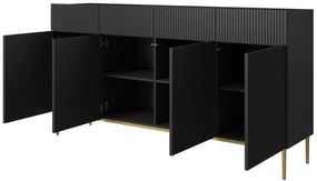 Komoda Nicole 200 cm - čierny mat / zlatá
