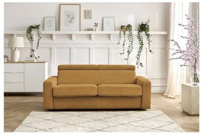 Menčestrová rozkladacia pohovka v horčicovej farbe 215 cm Monaco – Bobochic Paris