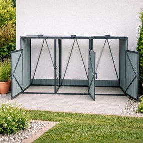 Prístrešok na 3 smetné koše BestBerg BBTS-MK3 / 1,9 m² / 240 × 80 × 122 cm / antracitová