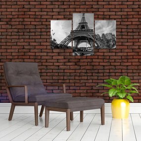 Obraz - Eiffelova veža, čiernobiela (90x60 cm)