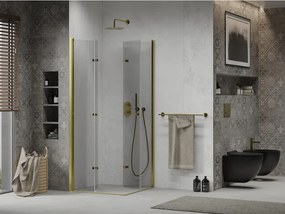 Mexen Lima Duo skladacia sprchová kabína 90 x 90 cm, priehľadná, zlatá - 856-090-090-50-00-02