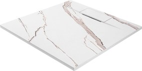 Rea Bazalt Carrara, SMC sprchová vanička 90x90, biela-kamenný vzor, REA-K7002