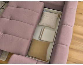 Ružová rozkladacia/s úložným priestorom rohová pohovka (ľavý roh/do L) Fuji – Bobochic Paris