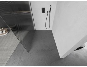 Mexen Kioto L, sprchová zástena Walk-In 70 x 200 cm, 8mm sklo s rebrovým vzorom, grafitový profil, 800-070-103-95-09