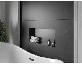 Mexen X-Wall-NR, polička na zapustenie pod obklad bez goliera 75 x 30 cm, čierna matná, 1971753010