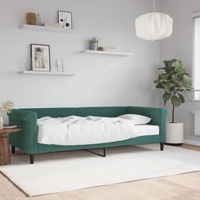 Denná posteľ s matracom tmavozelená 90x200 cm zamat 3197749