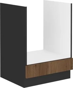 Kuchynská skrinka pre vstavanú rúru Monza, 60 cm, orech/čierna%