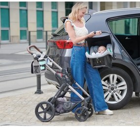 KINDERKRAFT-Kombinovaný kočík 3v1 MOOV 2 Moonlight grey + autosedačka MINK PRO