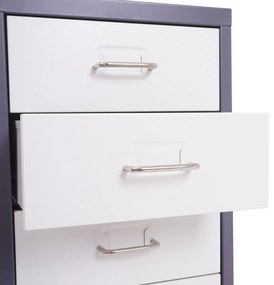Zásuvková skrinka Boston T851 - 69x28x41cm, 5 zásuviek - tmavosivá biela-tmavosivá