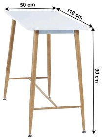 Tempo Kondela Barový stôl, biela/buk, 110x50 cm, DORTON