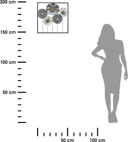 Kovová dekorácia na stenu Flowers 50x50 cm