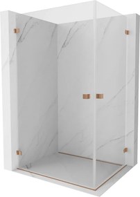 Mexen Lunar-B Duo výklopný sprchový kút 90 x 75 cm, číre sklo, medená matná, 832-090L-075P-65-00