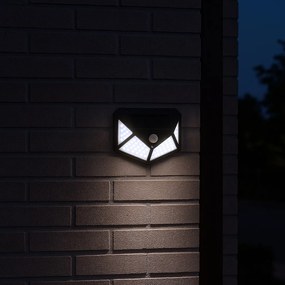 Exteriérové solárne nástenné LED svietidlo Batman, 1x LED 3w, čierna, pohybový senzor