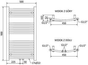 Mexen Ares, vykurovacie teleso 900x500 mm, 293 W, zlatá lesklá, W102-0900-500-00-50