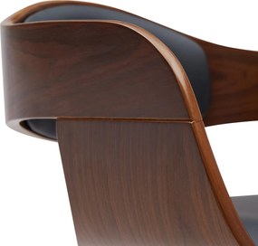 Barová stolička Kingston B - koženka, čierny rám - orech/čierna