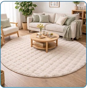Okrúhly Bublinový koberec Rabbit Buble 120 cm béžový plyšový