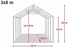 Pártystany-Jičín s.r.o. Party stan 3x8m - PVC PREMIUM Ohňovzdorný Farba: Biela