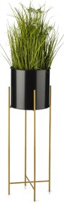 KOVOVÝ KVETINÁČ SO STOJANOM GLAMOUR 75X24 CM ČIERNA/ZLATÁ