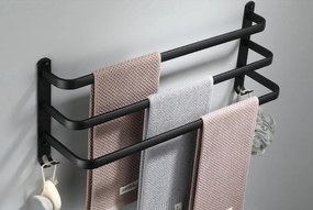 Nástenný vešiak na uteráky ATHOS 50 cm - čierny