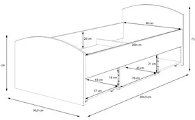 Jednolôžková posteľ s úložným priestorom URO 90x200 cm dub artisan/biela