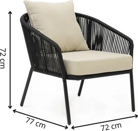 Záhradný nábytok na terasu – pohovka, kreslá a stolík Springos GF0116 čierno-béžová súprava