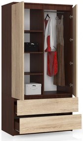 Skriňa S 90 cm 2D 2SZ CLP wenge / sonoma