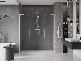 Mexen Velar L Duo, posuvné sprchové dvere do otvoru 200 cm, 8mm číre sklo, brúsená oceľ, 871-200-003-02-97